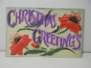 Vintage geprägte luftgebürstete Weihnachtsgrüße Postkarte - P30 - Bild 1 von 4