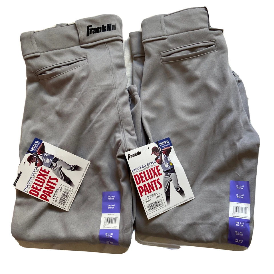 Franklin Deluxe Baseball-Softball Pants Gray Youth X-Large 28"-30" (14-16)