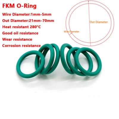 GOOBETTER FKM O-Ring 1mm-5mm Drahtdurchmesser 21-70mm Außendurchmesser Hitzebeständig 280°
