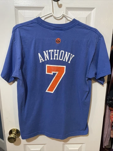 Carmelo Anthony New York Knicks Adidas Boy’s Blue Shirt Size XL Cover