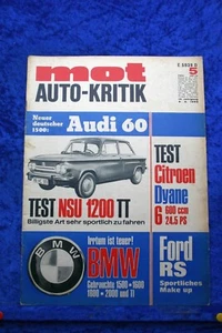 MOT 5/68 Audi 60 NSU 1200 TT Citroen Dyane 6 Ford RS - Picture 1 of 2