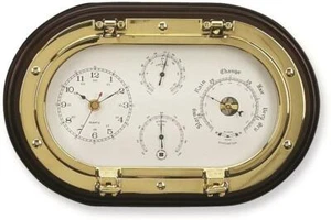 Brass and Wood Clock and Weather Station - Picture 1 of 1