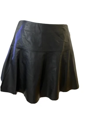 NUEVO CON ETIQUETAS $525 Milly New York Electric Emmy Flare Cordero Cuero Falda Talla 4 Foto 1 de 4