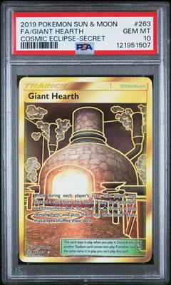 2019 POKEMON SUN & MOON COSMIC ECLIPSE SECRET #263 FULL ART/GIANT HEARTH PSA 10 - Image 1 of 2