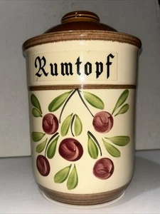 Vintage Rumtopf Large Storage Jar & Lid -Fruit Design W German - Picture 1 of 8