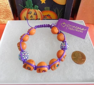 Halloween Bracelet Princess Vera Wang Orange Skull Heads Adjustable OSFM New NWT - Picture 1 of 2