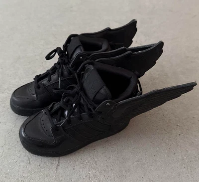 Kids Size!! Adidas x Jeremy Scott Wings Triple Black Q23669 US8.5K(Not 8.5) VG - Photo 1/4