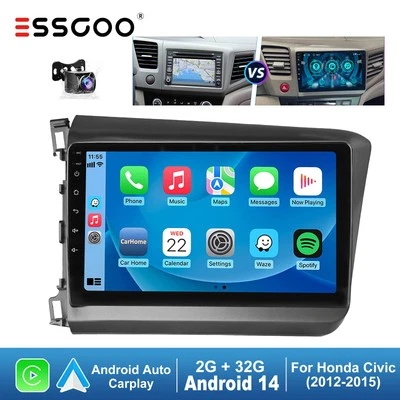 Для 2012-2015 Honda Civic Android 14 Apple Carplay автомобильное радио стерео GPS навигатор камера - Изображение 1 из 4