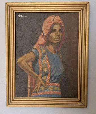 Vintage Original Oil Painting Signed Gerry Beighey Latin American Woman Framed - Image 1 of 4