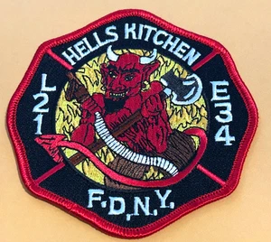 New York City Fire Dept Engine 34 Ladder 21 Hells Kitchen Manhattan Patch unbenutzt - Bild 1 von 2