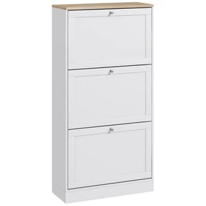 HOMCOM Narrow Shoe Cabinet with 3 Flip Drawers for 18 Pairs of Shoes White - Picture 1 of 11