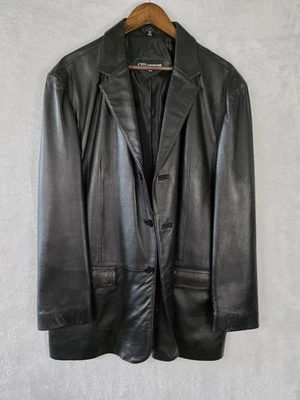 Jones New York City Chaqueta de Cuero para Hombres 44R Negra Larga 3 Botones Blazer Abrigo Trabajo Foto 1 de 4