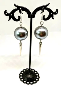 Silber Kugel Stiletto Spike Ohrhänger - Bild 1 von 7