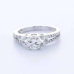 2.1 CT Lab-Created Diamond E/VS1 Round Cut 14K White Gold Split-Band Accent Ring - Picture 1 of 4