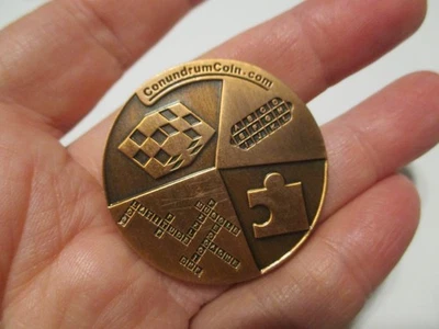 Conundrum ConundrumCoin GEOCOIN Geocaching Crossword Puzzle Contest Coin - Image 1 of 3