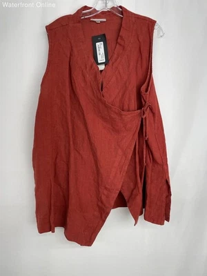Bryn Walker Gaya Linen Wrap Rust Vest Women's Size XL NWT - Image 1 of 4