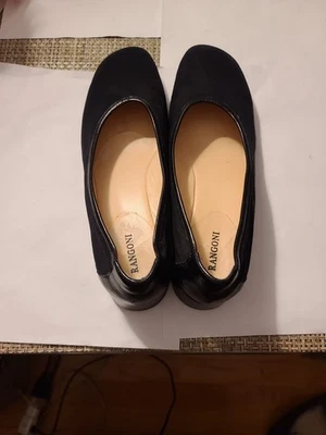 Ladies Vintage Rangoni Black Suede Flat Shoes Size 9B - Image 1 of 4