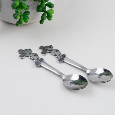 Juego de 2 Bonny Mickey Mouse Cuenco Redondo Niños Cuchara Cereal 5 5/8" Disney Acero Inoxidable Foto 1 de 4