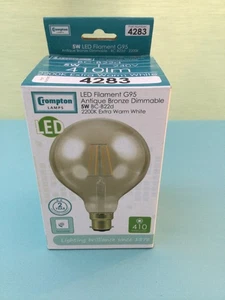 Crompton 5W 4283 Dimmable Antique Bronze LED G95 Filament BC/B22 LightBulb 2200K - Picture 1 of 3