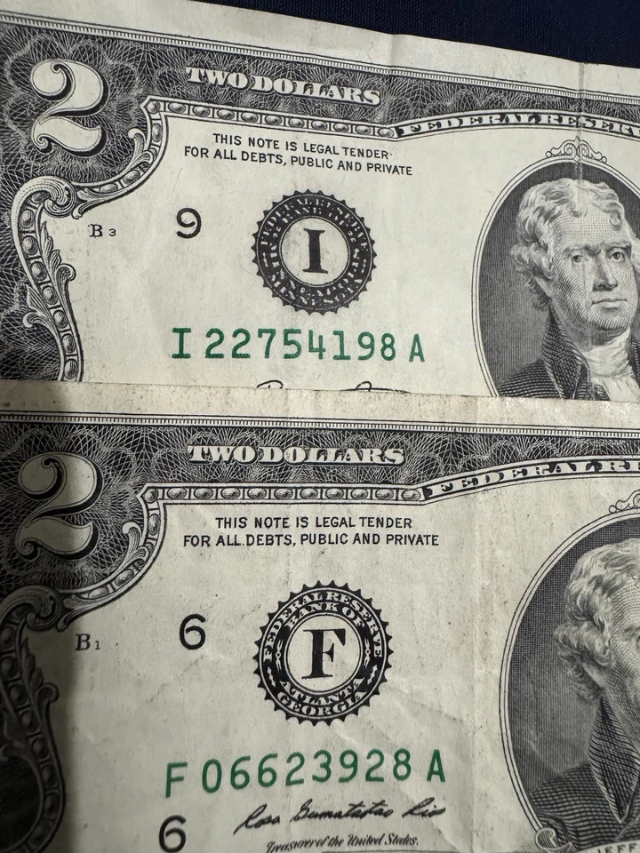 Billete de $2 2003 súper error en la impresión en tinta de carta lote de $2 billete colección rara Foto 1 de 4