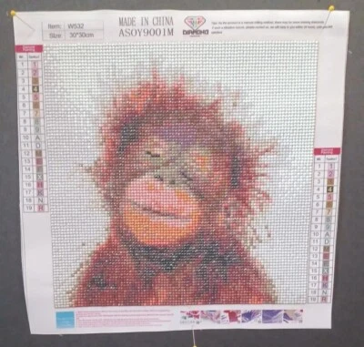 Impresión en lienzo pintura diamante chimpancé mono, arte de pared, decoración del hogar. Acabado  Foto 1 de 2