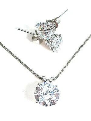 Juego de pendientes collar solitario de diamantes Designr de 3,5 quilates SÓLIDO 18 quilates Navidad Foto 1 de 4