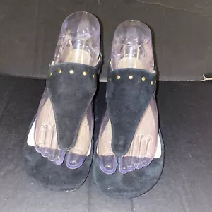 Bettye Muller Kentikid Suede Black Sandals Size 6.5 M. good bee detail on sole - Picture 1 of 5