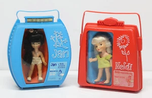 Remco Heidi And Jan Pocketbook Dolls with Red Blue Case Vintage 1964 - Picture 1 of 7