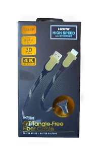 VIBE 6ft Tangle-Free Fiber Cable HDMI 1080 High Speed w/Ethernet 1080P BRAND NEW - Picture 1 of 6