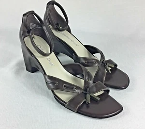 ColdWater Creek Damen braun Leder Fersenriemen Keilabsatz Sandalen Größe 8 M  - Bild 1 von 8