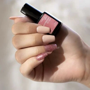 2 Genuine Sensationail Sensational Gel Polish Pink Nude French Rose Gold Glitter - Picture 1 of 5