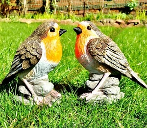 Robin Jardín Pájaro Pecho Rojo Adorno Patio Estatua Hogar Decoración Robin Brillante - Imagen 1 de 6