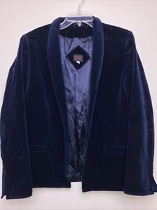 Giacca blazer aperta vintage CHECK POINT of California blu navy velluto taglia 11/12 - Foto 1 di 21