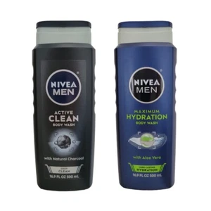 2 Nivea Men Deep Cleansing Charcoal Body Wash Active Clean+Maximum Hydration - Picture 1 of 1