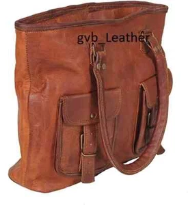 Bolso de mano de cuero encerado de cabra genuino vintage para mujer - Imagen 1 de 3