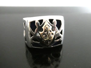 Vintage STEPHEN WEBSTER Sterling Silver 925 & 14k Yellow Gold RING Size 9.5 - Picture 1 of 8
