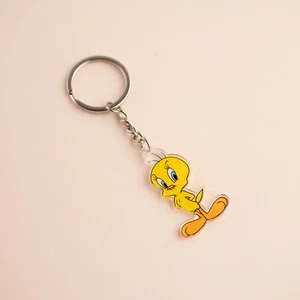 Tweety Yellow Canary Bird Looney Tunes Cartoon Retro Keychain Keyring Key Ring - Picture 1 of 1