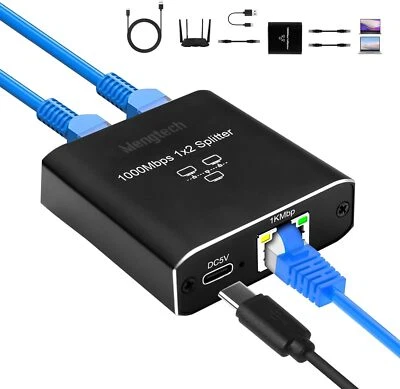 RJ45 Adapter Splitter Verteiler 1:2 Ethernet LAN Netzwerkkabel Kabel CAT5/6/7/8 - Bild 1 von 4