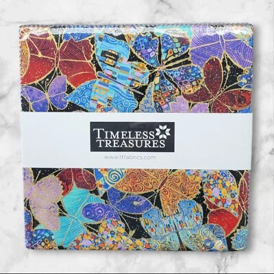 Timeless Treasures Wings of  Gold Pre-Cut 10" Squares Cotton Quilt Fabric Bundle - Image 1 of 4