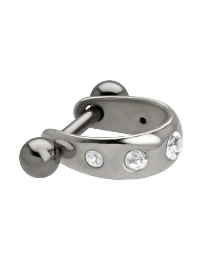 Puño de cartílago de oreja de acero quirúrgico 316L escudo hélice 5 piedras calibre 16G Foto 1 de 1