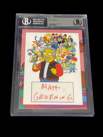 Matt Groening The Simpsons Futurama Rare Signed Autograph Photo BAS Beckett Slab Cover