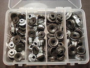 90 pc thread cutting emblem name plate script nuts with sealer assortment GM GMC - Picture 1 of 4