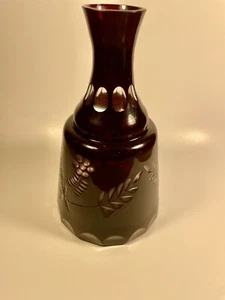 Vintage Bohemian Cranberry Bedside Water Decanter, Or Use As Vase. - Picture 1 of 5
