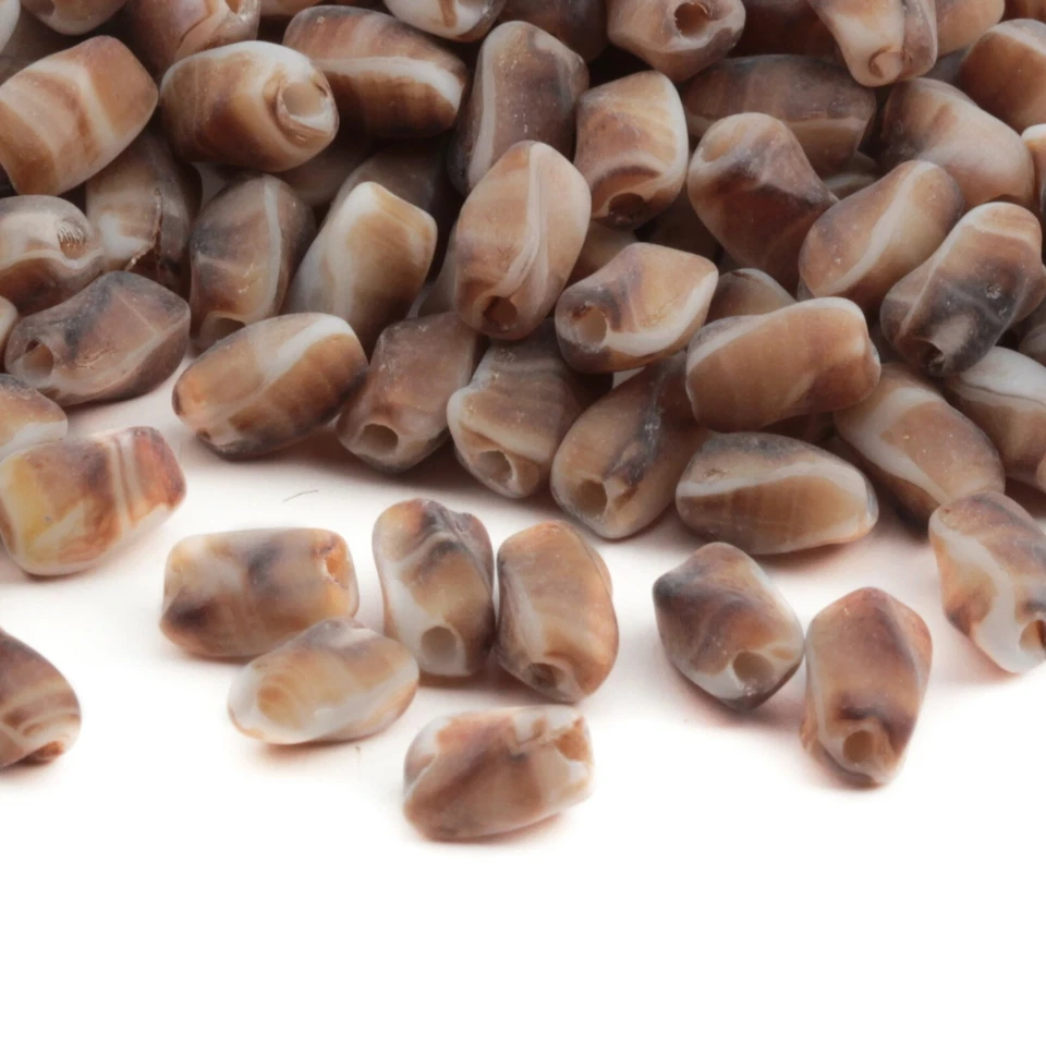 Lote (325) Cuentas de vidrio rectangulares checas vintage marrón a rayas jaspeadas 7 mm  Foto 1 de 2