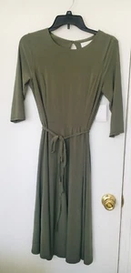 Super Foxx women's dress 3/4 sleeve button closure belted green floral size S - Picture 1 of 6