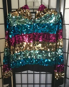 NWT VICTORIA'S SECRET PINK XS RAINBOW BLING FASHION SHOW RARE JACKET HOODIE - Picture 1 of 8