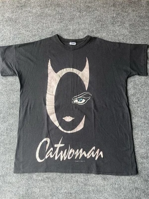 Vintage 1991 DC Comics Catwoman Big Face Shirt Flints Adult XL Black USA - Image 1 of 4