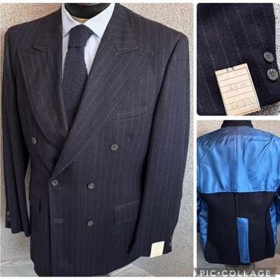 Abrigo Deportivo De Colección Años 60-70 Deadstock The New York Store 44L Azul Marino Rayas Lana NUEVO Foto 1 de 4