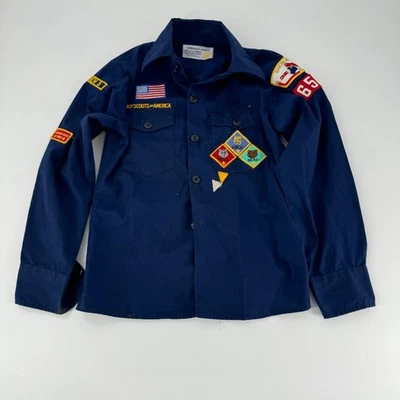 Vintage Boy Scouts of America Official Uniform Shirt Patched Cub Scout Bear - Image 1 of 4