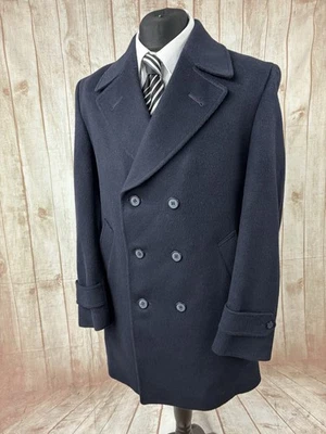 Men's Guards Double Breasted Wool Cashmere Pea Coat Reefer Jacket Navy 40 42 VTG - Image 1 of 4